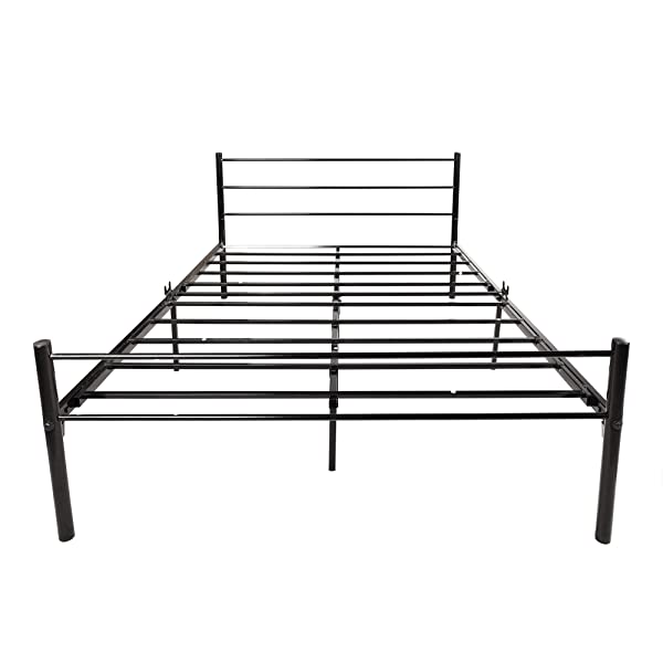DUMEE Full Bed Frame with Headboard and Footboard Metal Platform Bed Frames Mattress Foundation Bases Bed Slats Support No Box Spring Needed, Full Size Black Black Full