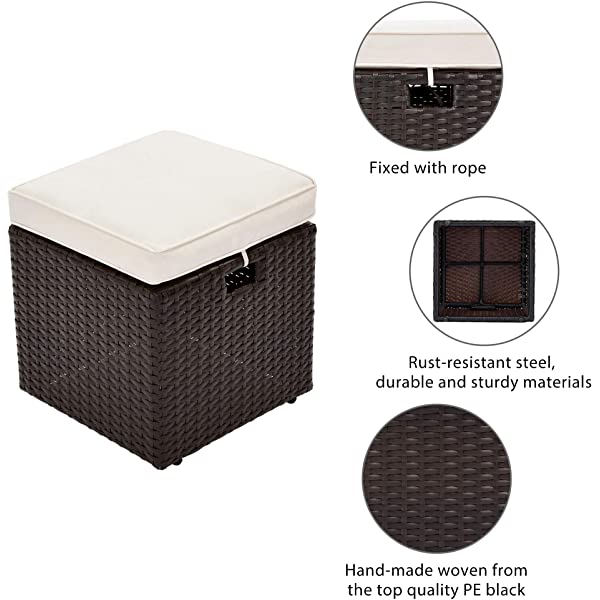 AWQM 5 Pieces Patio Furniture Sets All Weather Outdoor Sectional Sofa Manual Weaving Wicker Rattan Patio Conversation Set with Cushion and Glass Table, Brown 5 Piece Patio Furniture Sets