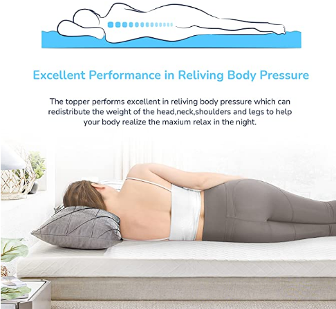 RECCI 2 inch mattress cover queen size, pressure memory foam mattress cover to relieve back pain, foam mattress cover with removable and washable cover