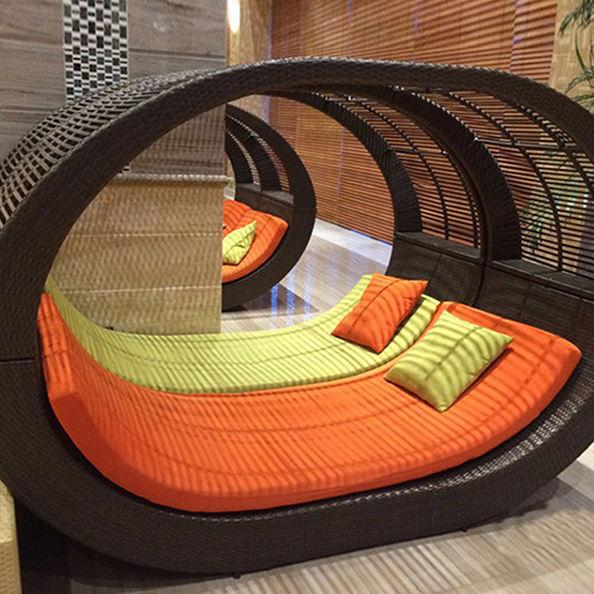 Direct courtyard rocking chair recliner with removable headrest pillow, breathable Texteline Farbic zero gravity rocking chair